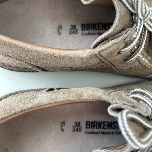Birkenstock Womens Pasadena Lace Up Shoes Sz EU 38 US 7-7.5 Tan Suede Moccasins - Picture 9 of 12